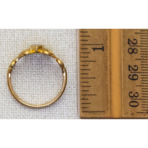 Size 9, Vintage Black Oval Gem Gold Tone Abstract Ring - T22 - Picture 3 of 3